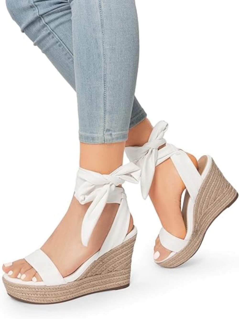 Womens Open Toe Espadrilles Wedges Tie Lace Up Cute Ankle Strap Platform Sandals